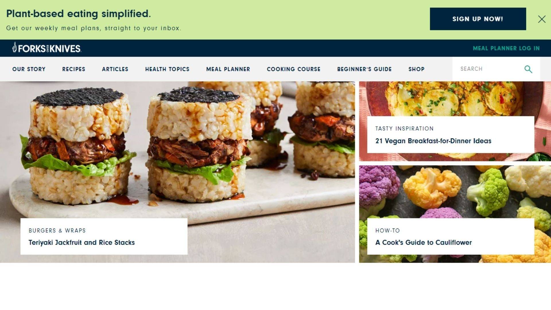 saas landing page example forks over knives