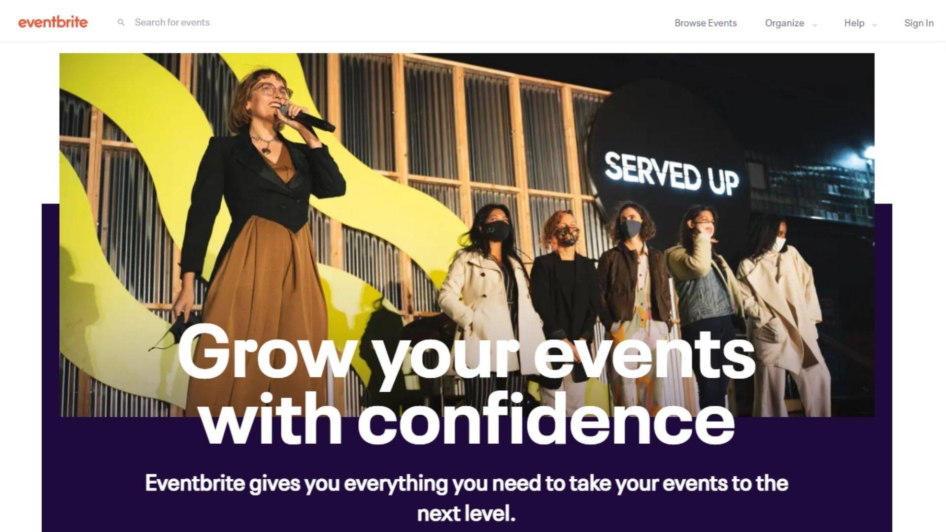 saas landing page example eventbrite